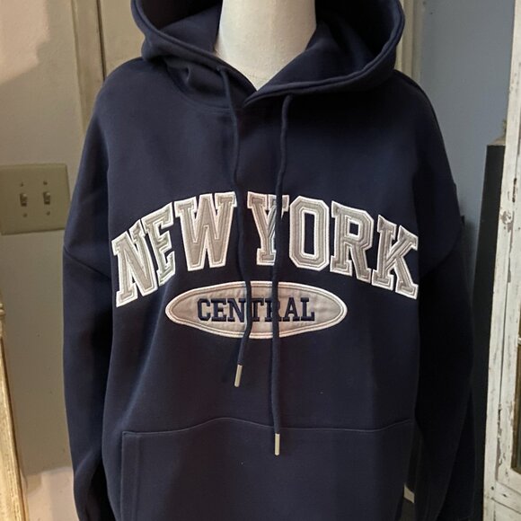 "NEW YORK CENTRAL" NAVY BLUE HOODIE REALTAKAI XL - Picture 5 of 5
